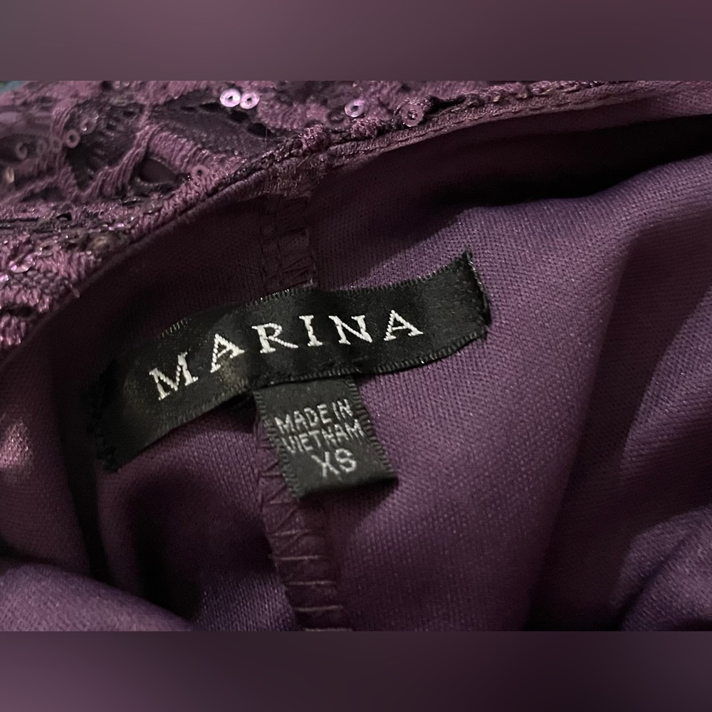 Marina Sequin‎ and Lace Purple Sheath Dress Size XS New With Tags - Picture 7 of 12
